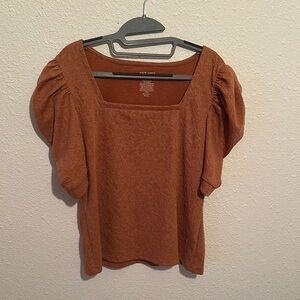 Nine West Terracotta Blouse with Puff Sleeves